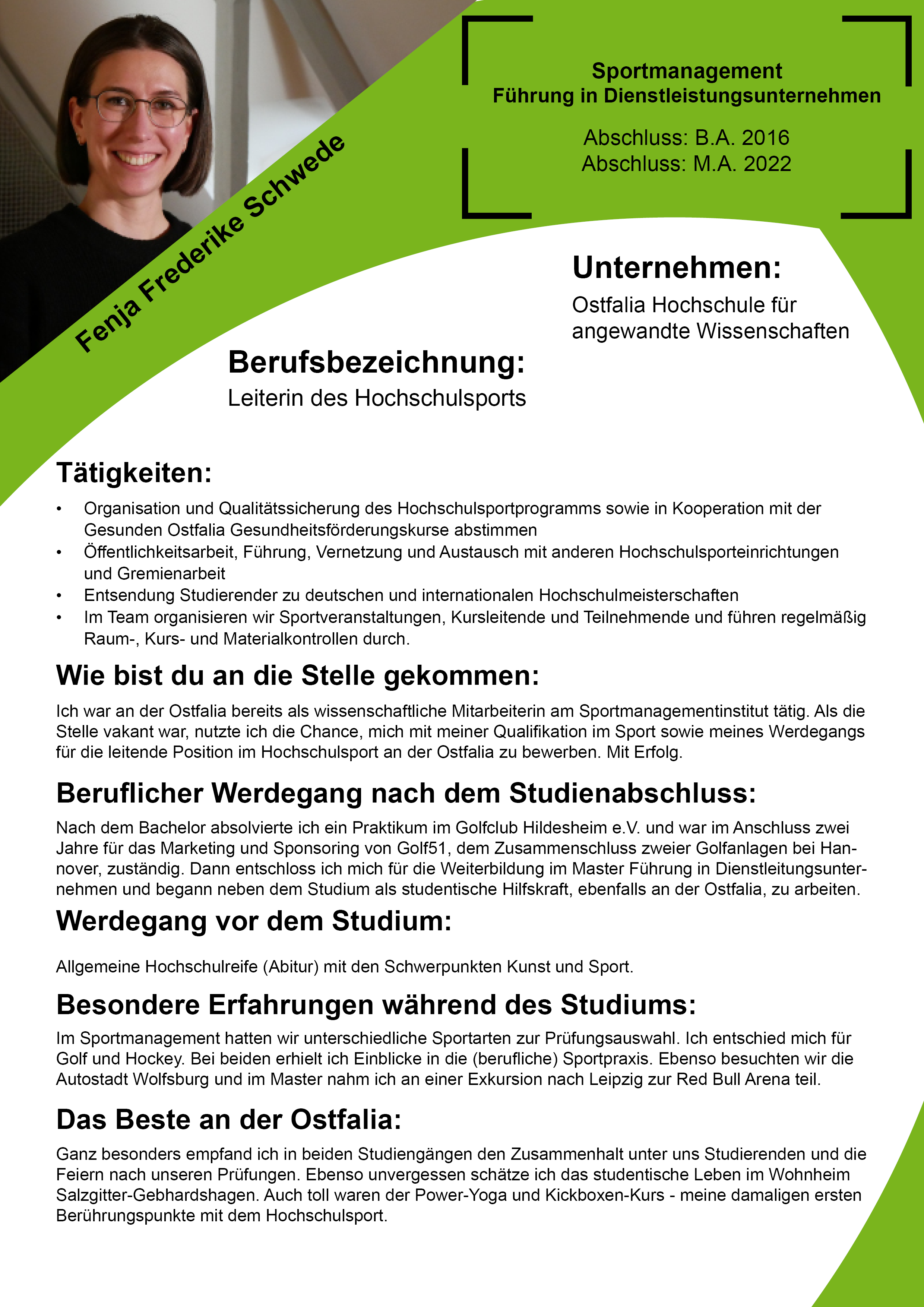 Steckbrief Fenja Frederike Schwede