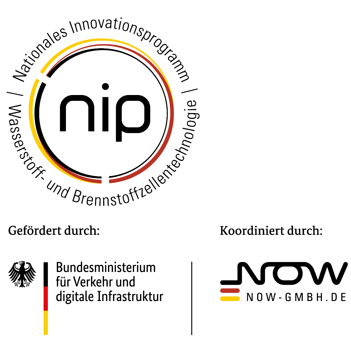 Logokombination: nip, BMVI und NOW GmbH