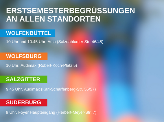 Erstsemesterbegrüßungen an allen standorten