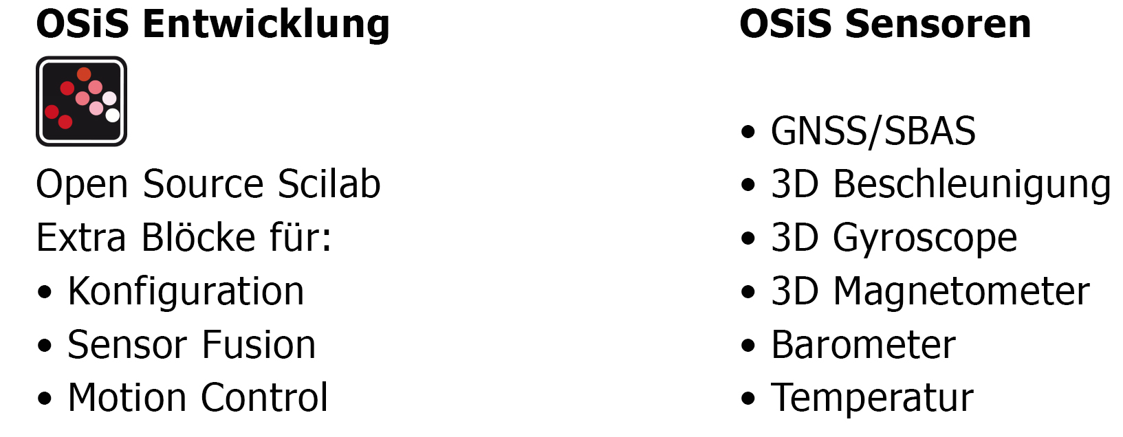 OSiS Tabelle Entwicklung und Sensoren