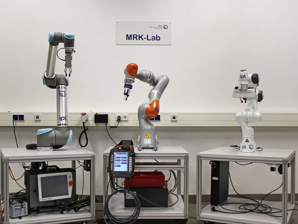 Ausstattung des MRK-Labs am IPT: UR10, KUKA iiwa, Franka MIK