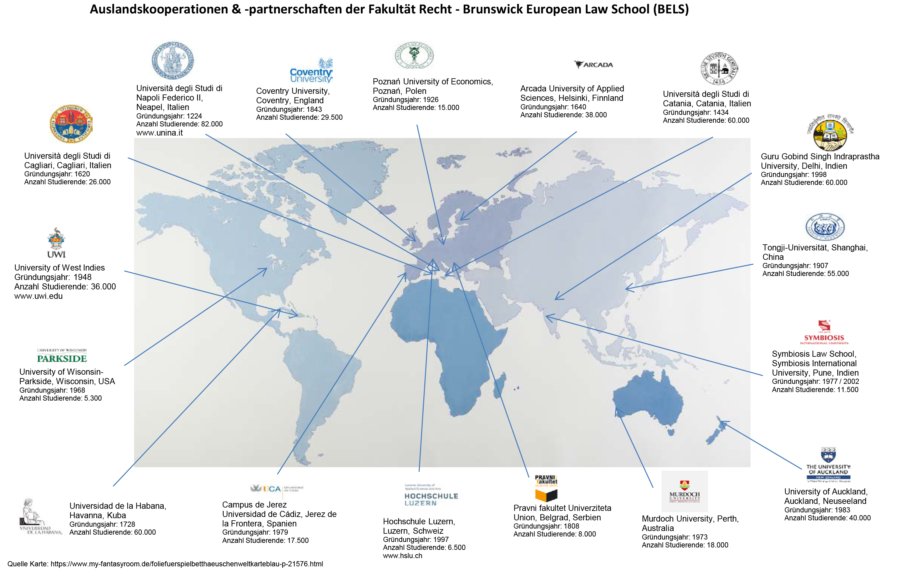 Internationales: Karte Kooperationen
