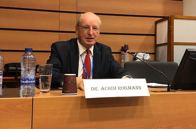 Prof. Rogmann bei seinem Vortrag in Brüssel