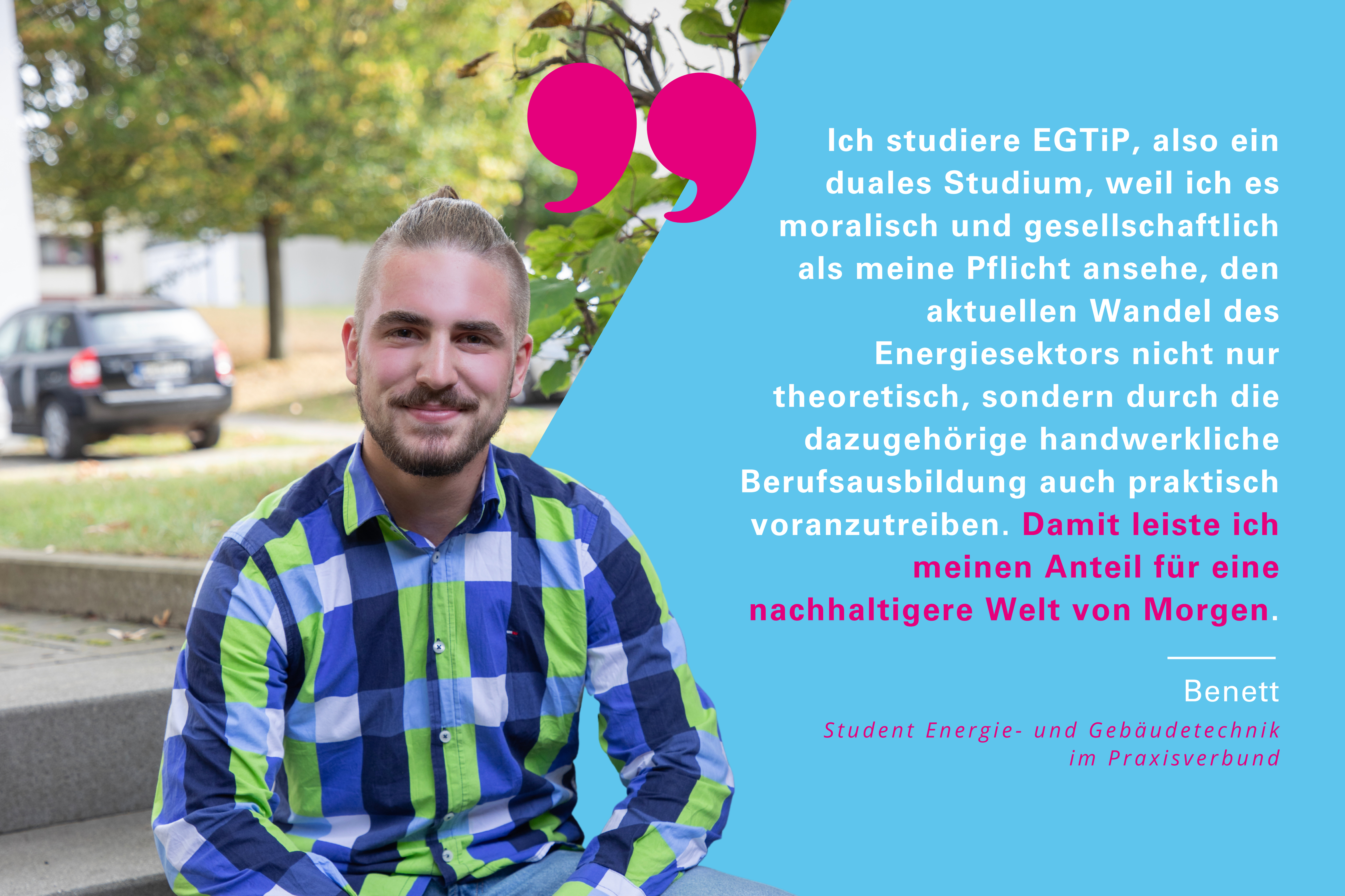 Benett studiert Energie- und Gebäudetechnik im Praxisverbund an der Fakultät Versorgungstechnik