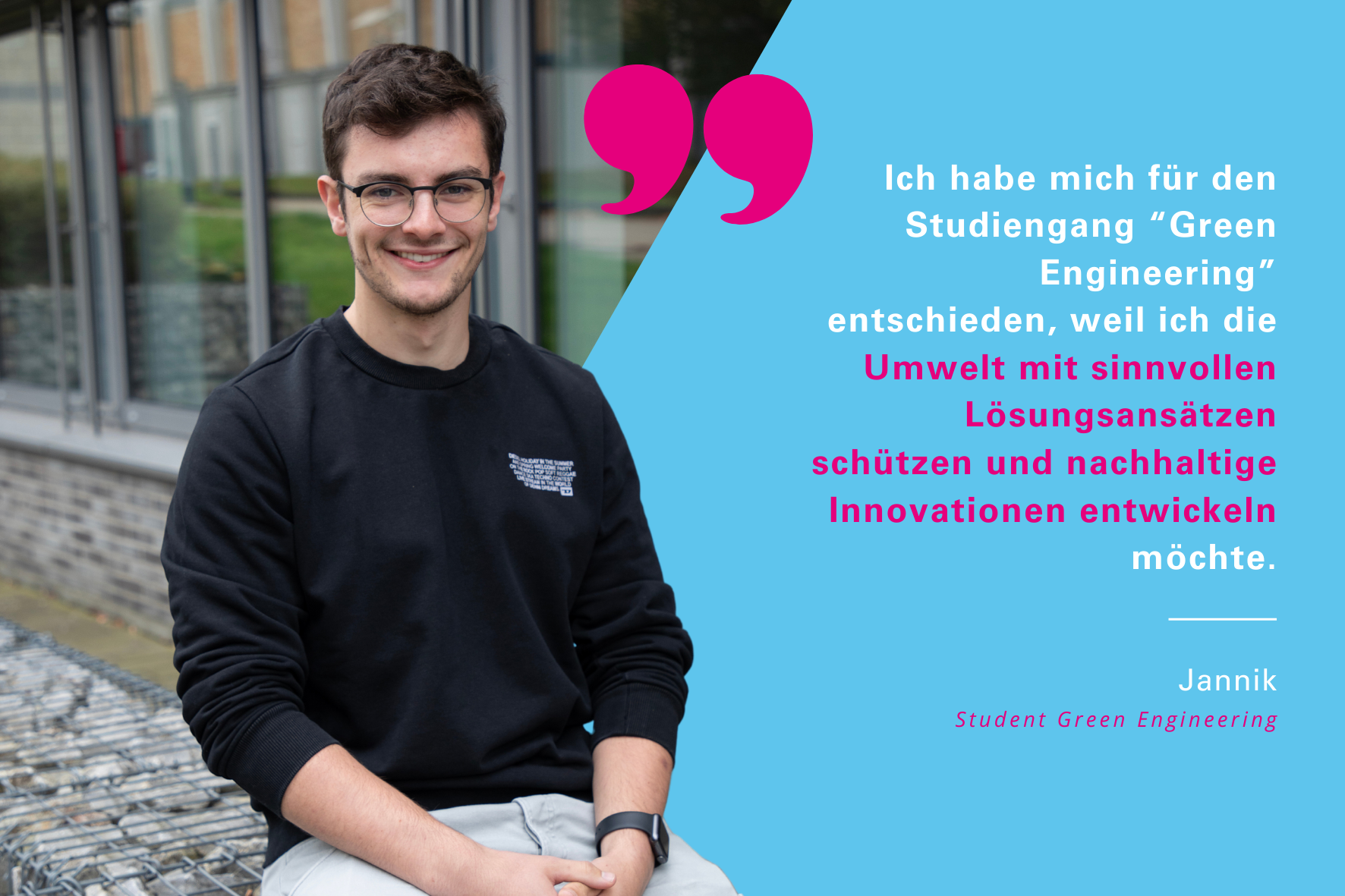 Jannik studiert Green Engineering an der Fakultät Versorgungstechnik