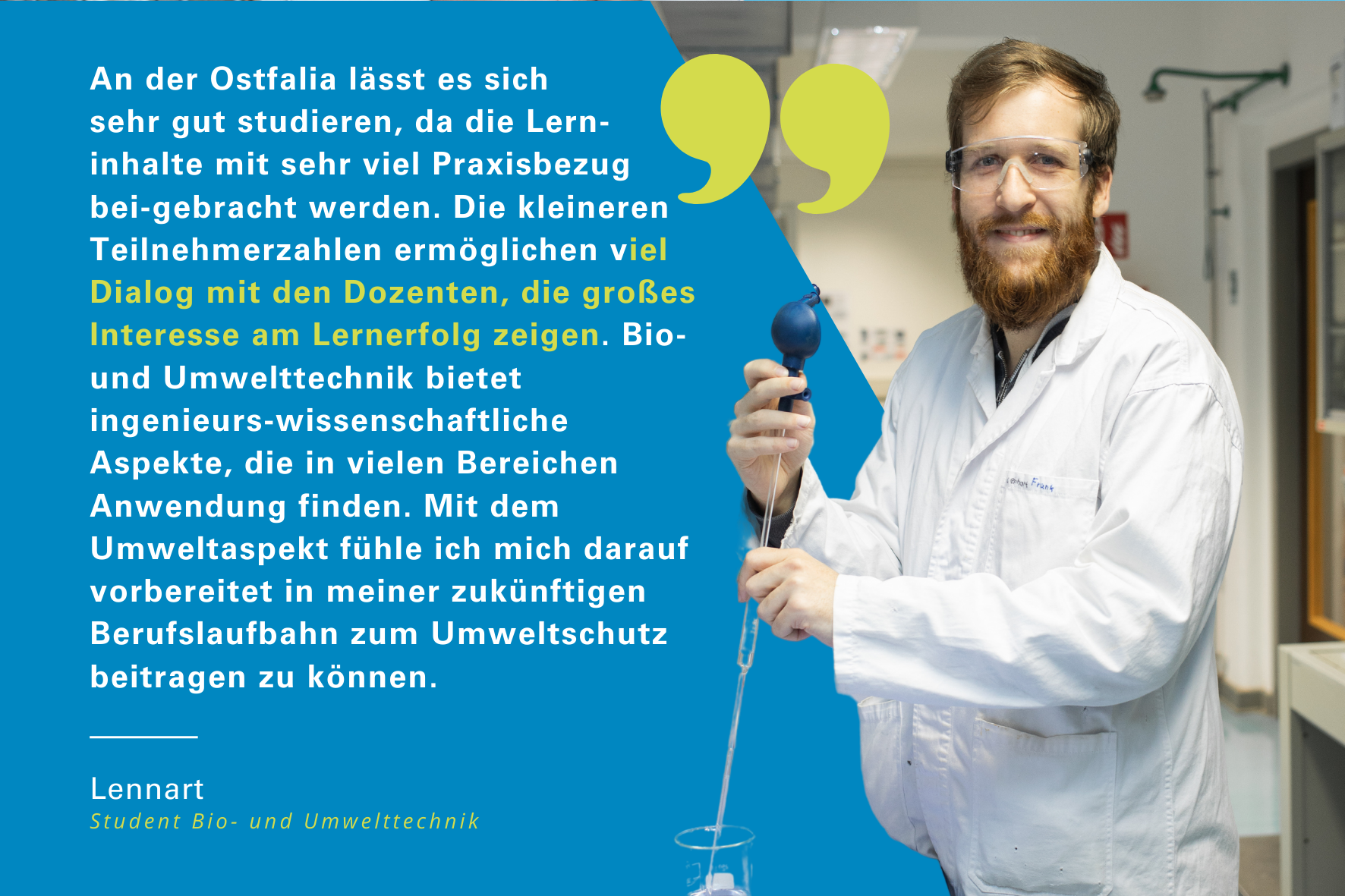 Lennart studiert Bio- und Umwelttechnik an der Fakultät Versorgungstechnik