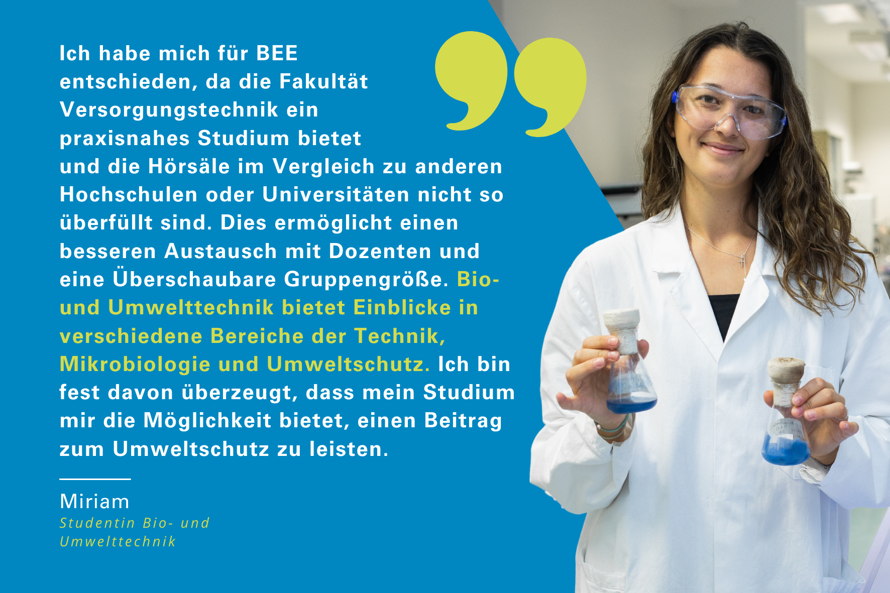 Miriam studiert Bio- und Umwelttechnik an der Fakultät Versorgungstechnik