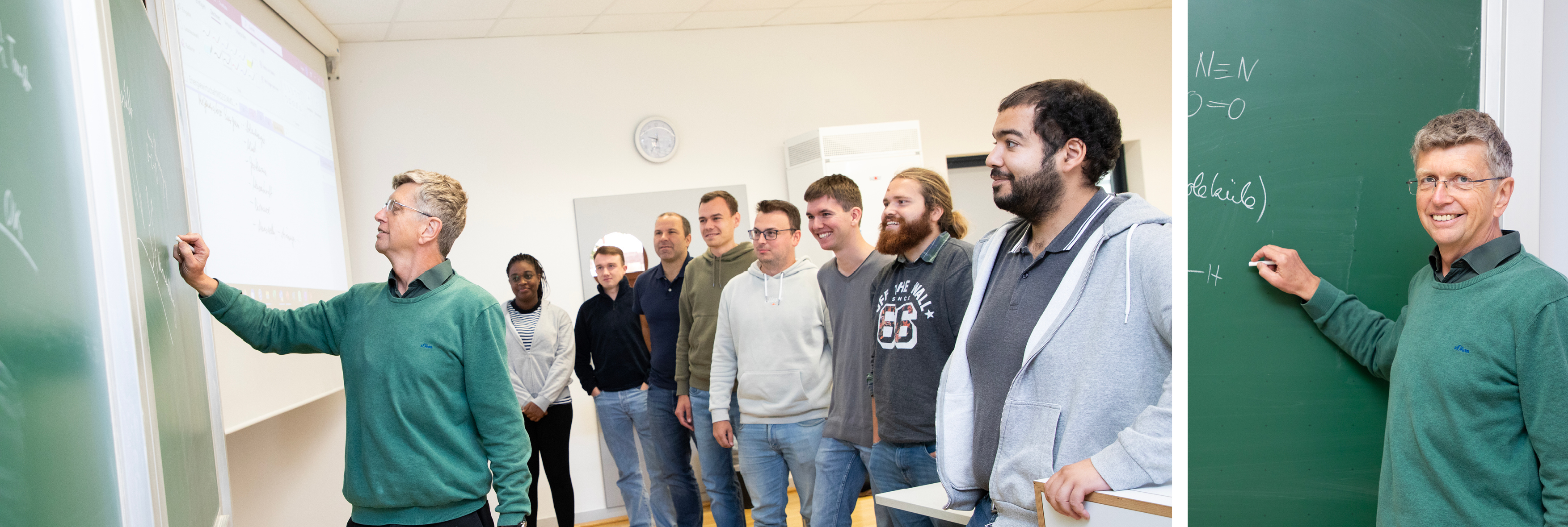 Prof. Kuck an der Tafel mit seinen Studierenden