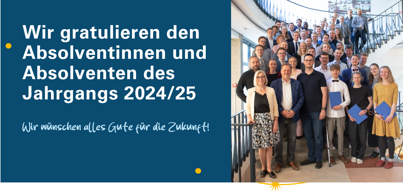 Gruppenbild mit Absolventen und Absolventinnen der Fakultät Versorgungstechnik