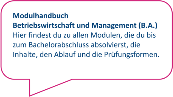 Dekorativ: Hier findest du zu allen Modulen, die du bis zum Bachelorabschluss absolvierst, die Inhalte, den Ablauf und die Prüfungsformen.
