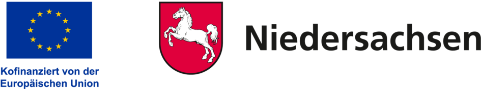 Logokombination des Förderprogramms bestehned aus EU-Flagge und Niedesachsen-Wappen