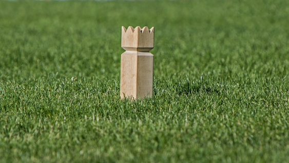 Viking chess block on a green meadow