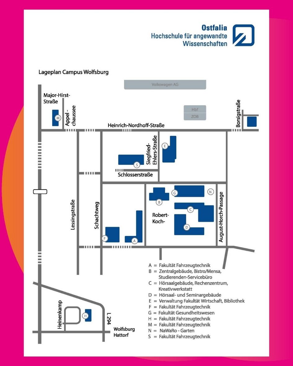 Lageplan des Ostfalia Campus Wolfsburg