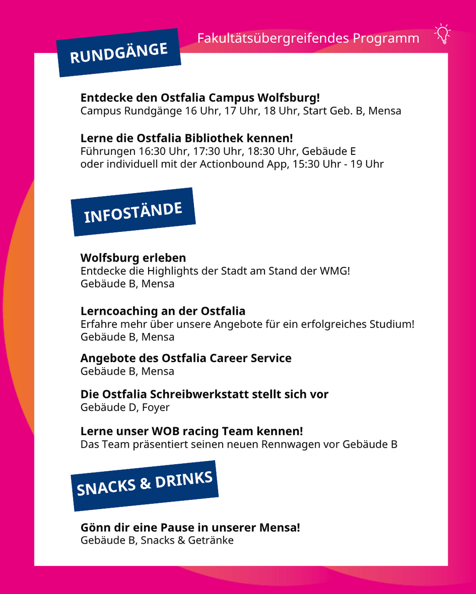 Programm aller Fakultäten und Einrichtungen