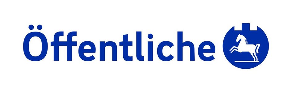 Schriftzug "Öffentliche"; rechts daneben grafische Darstellung eines Pferdes