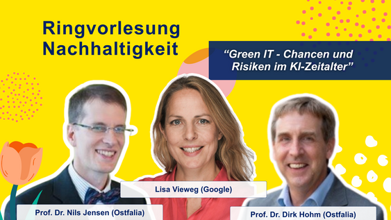 Die Ringvorlesung Nachhaltigkeit der Ostfalia Hochschule widmet sich am 26.11.2025 in einem November-Special dem Thema „Green IT: Chancen und Risiken im KI-Zeitalter“. In drei Vorträgen beleuchten Professor Dr. Nils Jensen, Professor Dr. Dirk Hohm und Lisa Vieweg (Google DACH) zentrale Zielkonflikte und Potenziale von Green IT und Künstlicher Intelligenz. 