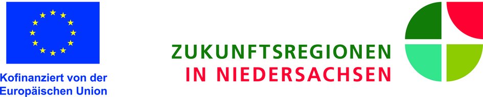 Logos mit der Unterschrift "Kofinanziert von der Europäischen Union" und "Zukunftsregionen in Niedersachsen"