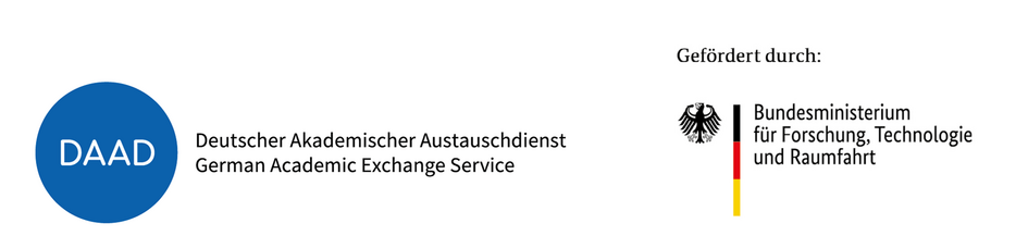 Bildmarken der Fördermittelgeber: Logo des Deutschen Akademischen Austauschdienstes und Wappen des Bundesministeriums für Bildung und Forschung