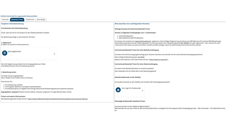 2. Bitte lese die Hinweise zur Onlinebewerbung.