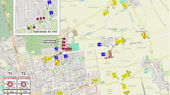 Karte mit Streckensperrung Am Exer