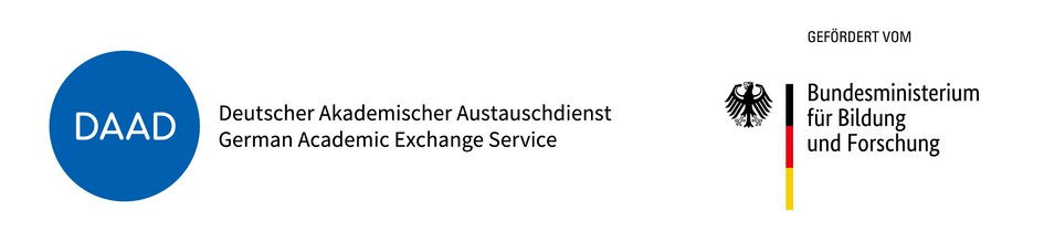Bildmarken der Fördermittelgeber: Logo des Deutschen Akademischen Austauschdienstes und Wappen des Bundesministeriums für Bildung und Forschung