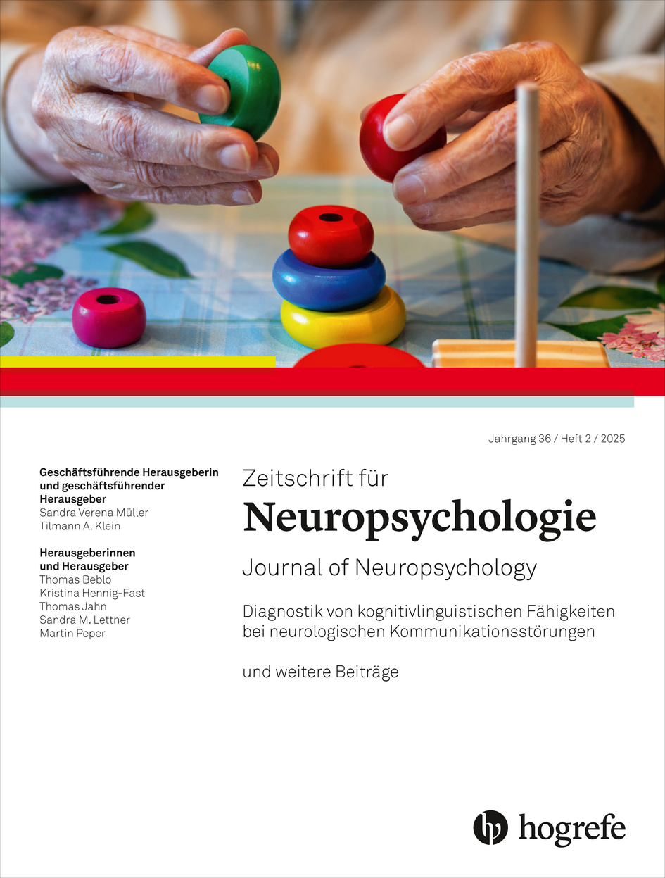 Cover der Zeitschrift für Neuropsychologie