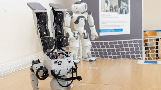 Die interaktiven Roboter Robbi und Nao.