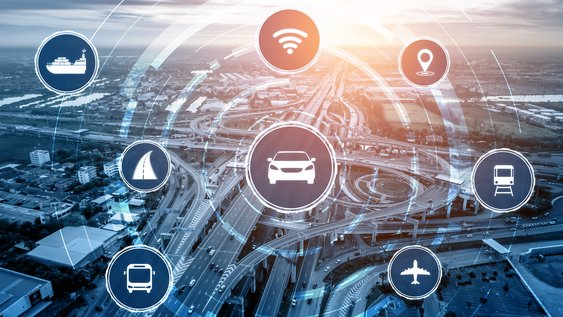 Smart transport technology concept for future car traffic on road