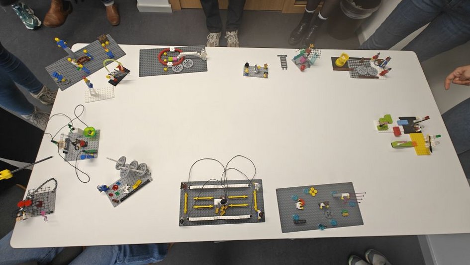 die mit Legosteinen gebauten Szenarien