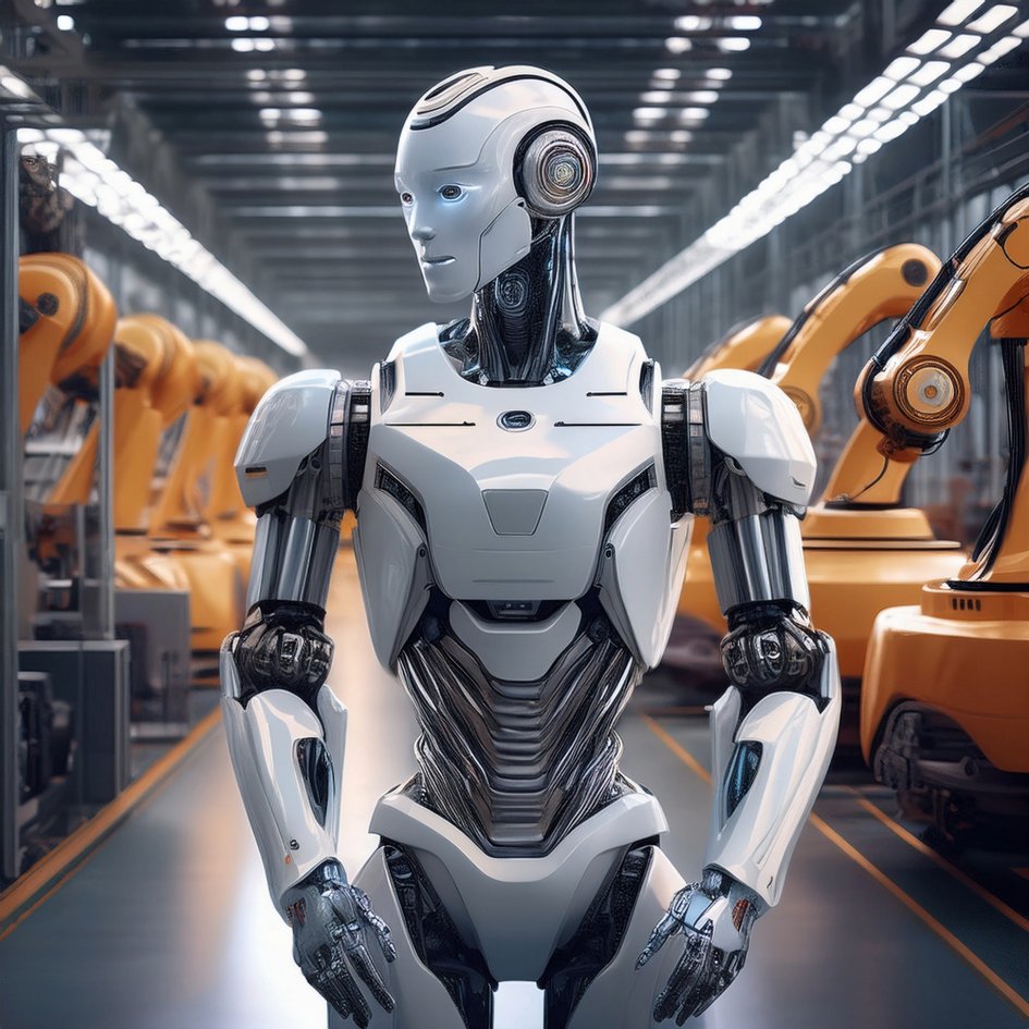 Symbolbild Roboter in einer Fertigung (KI-generiert)