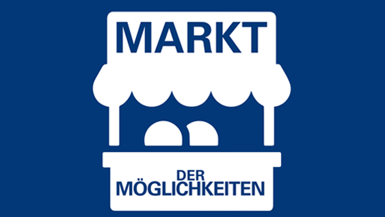 Ein Piktogramm eines Marktstandes auf dem Markt der Möglichkeiten steht