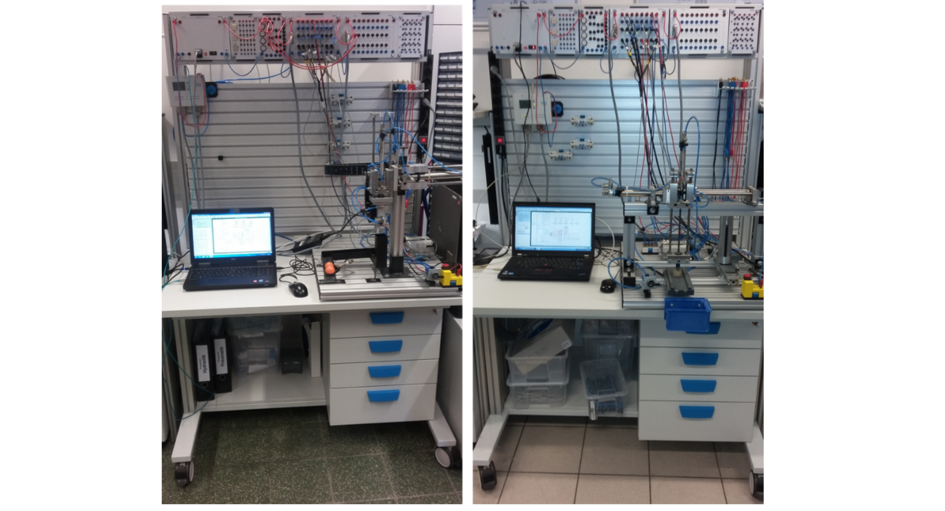 Pneumatische Versuchsaufbauten am Institut für Mechatronik der Fakultät Maschinenbau der Ostfalia Hochschule für angewandte Wissenschaften in Wolfenbüttel.