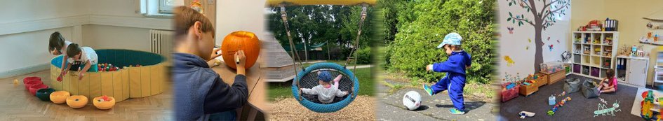 Kinder beim Spielen und Basteln