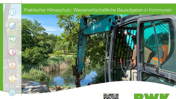 BWK-Symposium, Bagger bei Bauarbeiten an einem Gewässer.