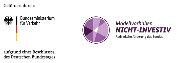 Logo des Bundesministerium für Verkehr und Logo Modellvorhaben nicht investiv
