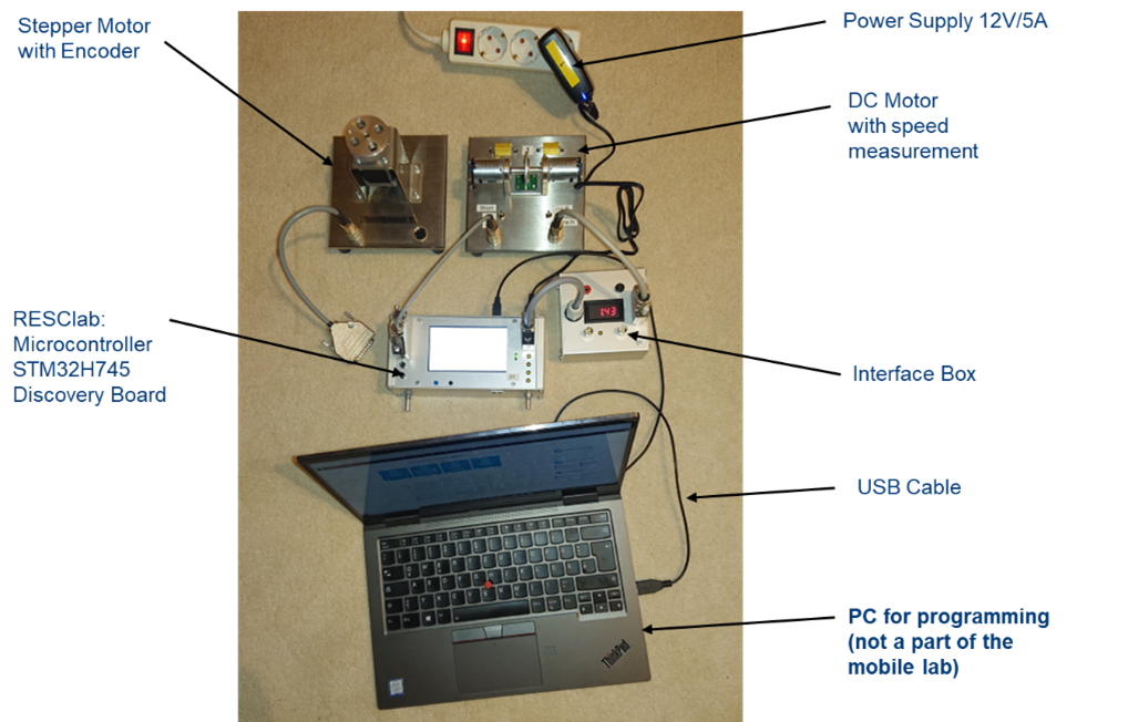 Typischer Versuchsaufbau im Labor Mikrocontroller